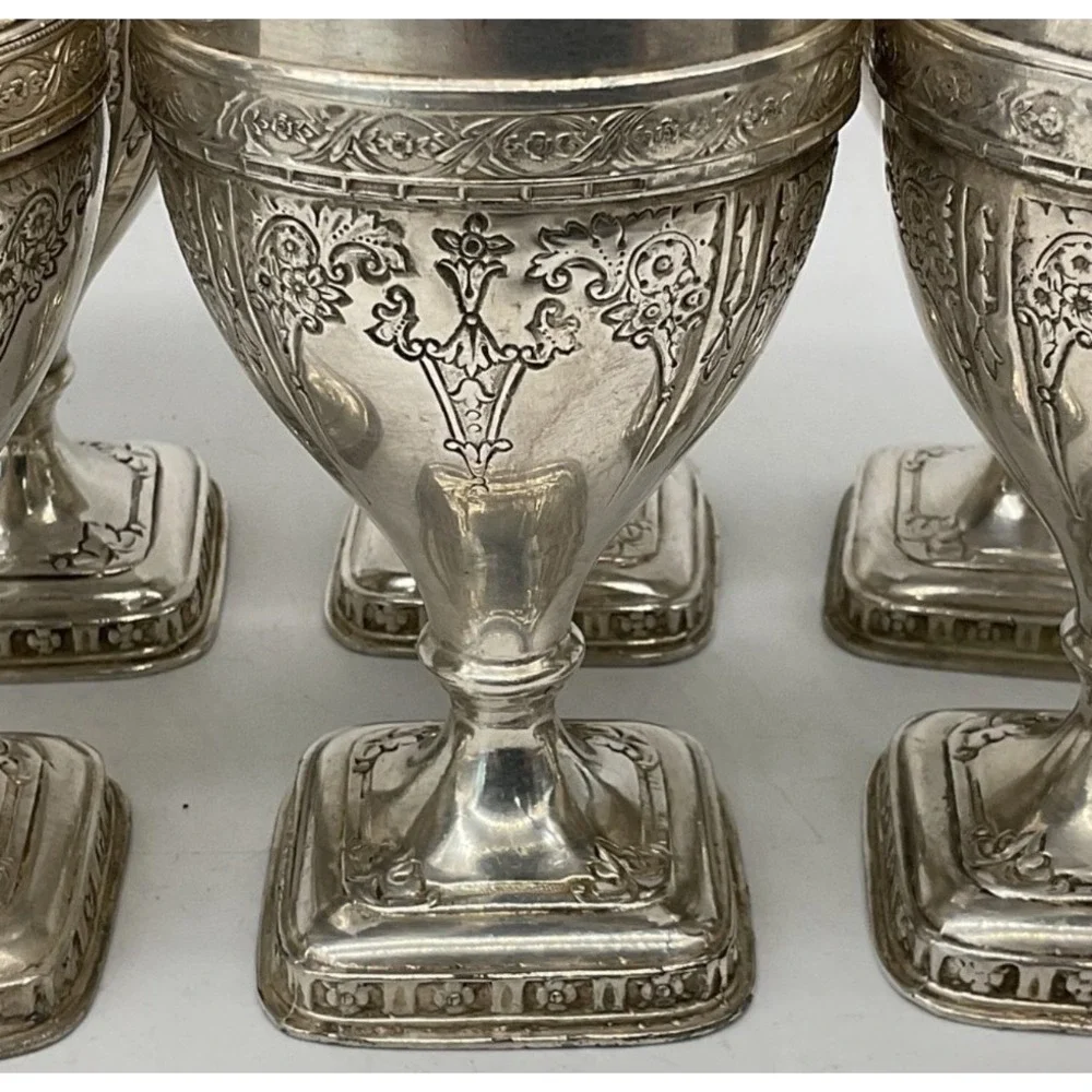 Cocktail Set Derby Silver‎ Co Art Deco Repousse Silverplate 8pc